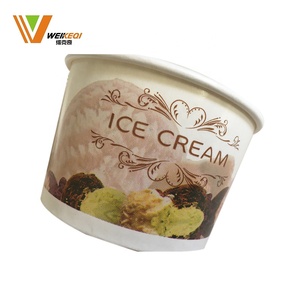 Boîtes d'emballage de yaourt carrées Conteneur de glace Sundae congelé avec cuillère en plastique en bois Tasse de papier de crème glacée écologique à emporter - Product Image 3