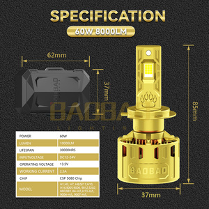 Bombillas LED para Faros Delanteros de 250 Vatios 300w H1 H7 H8 H11 9005 9006 H4 para Accesorios de Auto, Golden Golf 3, Audi A4 B8, BMW <span class=keywords><strong>G20</strong></span> - Product Image 5