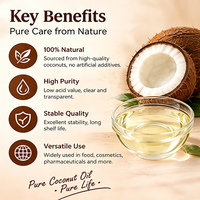 Huile de coco pure naturelle extra raffinée pressée à froid, idéale pour renforcer les cheveux, hydrater la peau et l'application quotidienne comestible