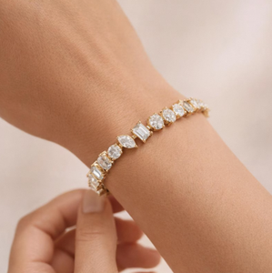 Pulsera de tenis con eslabones cubanos y diamantes de formas variadas, de latón, joyería para fiesta, micro pavé, chapada en oro rosa para hombre - Product Image 5