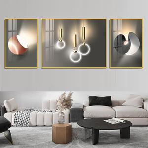 Tríptico <span class=keywords><strong>abstracto</strong></span> <span class=keywords><strong>moderno</strong></span> de pintura de porcelana de cristal, arte de pared contemporáneo enmarcado para decoración de sala de estar, hogar y oficina - Product Image 5