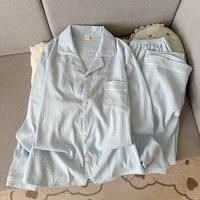 Pakaian Tidur Pria Cloud Cotton, Celana Panjang Lengan Panjang Musim Semi/Gugur, Set Pakaian Rumah Longgar Ukuran Besar Hitam Sederhana