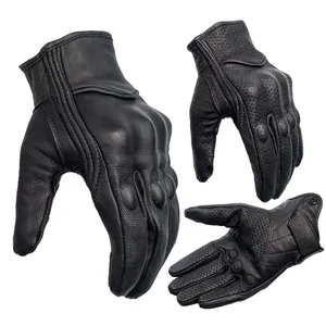 Guanti da moto in vera pelle di pecora di fabbrica guanti da equitazione impermeabili Touch Screen guanti in pelle da moto da moto