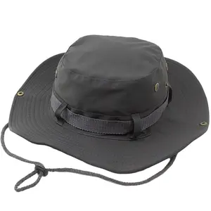 Outdoor Foldable Adjustable Unisex Polyester Big Brimmed Bucket Hat For Fishing Hiking Mountaineering