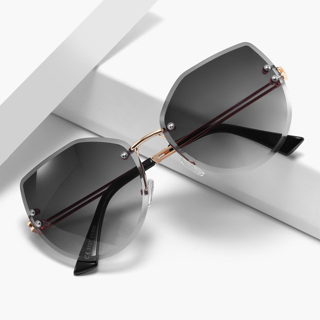 Fashionable Irregular Frameless Luxury Design Square Metal Frame Glasses Logo Customized Brand UV400 Sunglasses