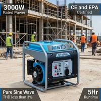 Generador Inverter Portátil de 3200W, Refrigerado por Aire, Onda Sinusoidal Pura (<3% THD), CE&EPA, Motor OHV de 4 Tiempos, 5 Horas de Funcionamiento, 230V 50Hz, 211cc, Tanque de Combustible de 9L