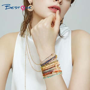 Wholesale Hot Sale Jewelry Making Custom Gold Plated Charm Natural Stone Beads Aquamarine <b>Bracelet</b> for Women - Product Image 3