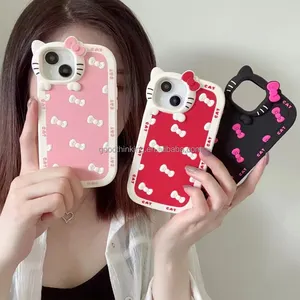 Cellphone cat shaped design cute girl mobile case protection cover full 3D design custom silicone phone case