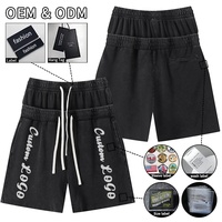 Shorts double taille style hip-hop côte ouest américaine, logo personnalisé OEM/ODM, taille XL, coupe ample, 100% coton 320 g/m² pour l'été