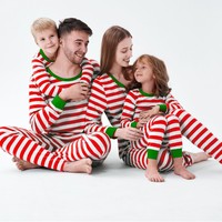 Ensemble de pyjamas de Noël assortis pour la famille, pyjamas rayés, imprimé sapin de Noël et rennes, vêtements de nuit doux et respirants, tenue à manches longues pour la famille