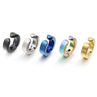 Fausse Boucle d'Oreille en Acier Inoxydable, Clip d'Oreille Cercle, Manchette d'Oreille sans Perçage, Créole à Clipser pour Homme