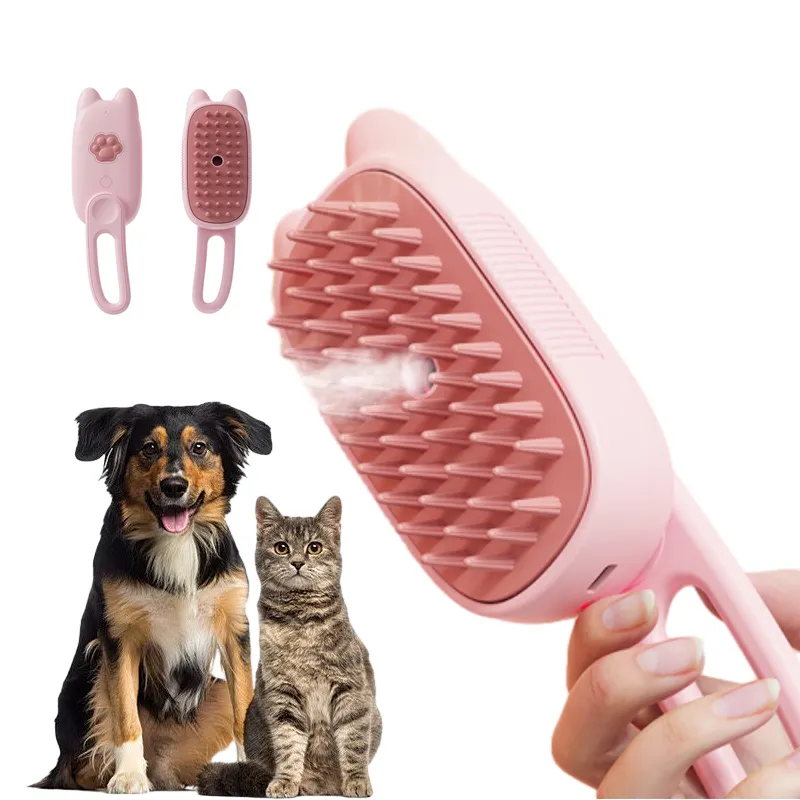 Escova de cabelo para cães e gatos, escova elétrica 3 em 1 com cabo para massagem, spray de água elétrico com USB, ideal para cuidar de cães e gatos