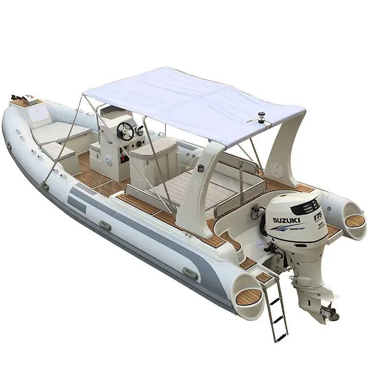 2022 nuevo lujo profundo V inferior casco fibra de vidrio Hypalon inflable pesca mar costilla barco con motor para la venta