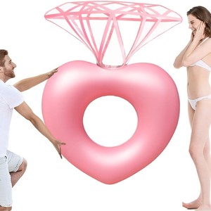 Flotador inflable con forma de corazón de diamante rosa para mujer, flotador de piscina novedoso de PVC - Product Image 5