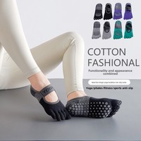 Chaussettes de yoga pour femmes, nouveau style, sans talon, antidérapantes, à cinq doigts, en coton absorbant la transpiration, à rayures horizontales colorées