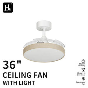 Ventilateur de plafond à pales rétractables avec lumière LED à intensité variable, 3 températures de couleur, moteur DC, télécommande, 6 vitesses pour salon - Product Image 2