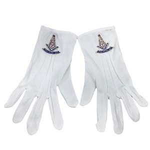 عالية الجودة الكنيسة الماسونية ريجاليا مطرزة سيد الماضي الماسونية ماسون قفازات اليد القطنية البيضاء - Product Image 2