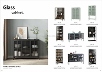 Vitrina Moderna de Vidrio con Marco Metálico y Puerta de Vidrio, Librería para el Hogar, Oficina o Dormitorio, Muebles para Sala de Estar