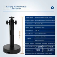 Support de projecteur universel extensible en alliage d'aluminium Szsmilin SM-PCM45, 29-45 mm, pour bureau, mur ou plafond, capacité 5 kg