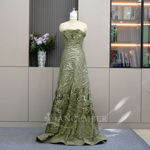 فساتين سهرة خضراء على الكتف من دبي فستان سهرة من التل المتلألئ الكريستالي بطول الأرضية من حجر الراين فستان حفلة موسيقية - Product Image 5