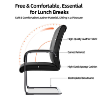 Chaise de bureau ergonomique en maille de style nouveau, matériau PU, pieds en forme d'arc, coussin confortable, chaise de conférence, de négociation et de réception