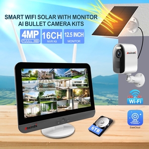 Système de caméra solaire sans fil 16 canaux avec NVR Wi-Fi 12,5 pouces, détection humaine intelligente IA, mini caméra de sécurité extérieure, prise en charge P2P - Product Image 2