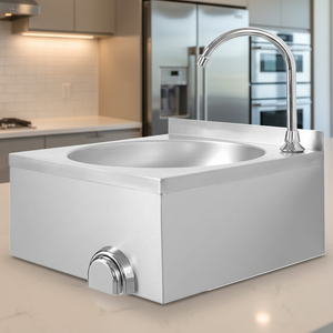 Lavabo de acero inoxidable SS304 de pared con accionamiento por rodilla, el más vendido, certificado NSF, resistente a la corrosión, apto para uso alimentario. - Product Image 6