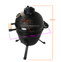 Barbecue au charbon de bois en céramique de 13 pouces, moderne et luxueux, avec revêtement en poudre, grille de cuisson chromée, hauteur réglable