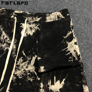 Venta al por mayor Casual Summer Men Clothing Shorts Beach Tie Dye All Print Graphic Outdoor Hip Hop Cordón Pantalones cortos de algodón para hombres - Product Image 3