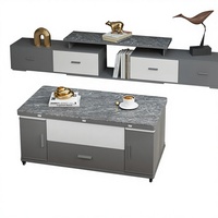 Table basse moderne en bois massif et verre trempé avec accents dorés de luxe, design multifonctionnel pour salon