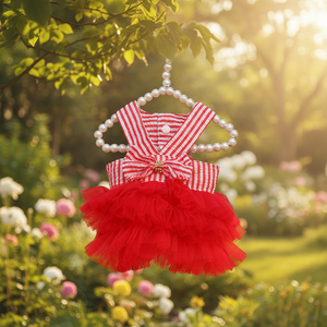 Vestido sin Mangas a Rayas para Mascotas con Decoración de Lazo, Ideal para Fiestas de Té, Reuniones y Paseos Diarios para Mascotas Adorables - Product Image 2