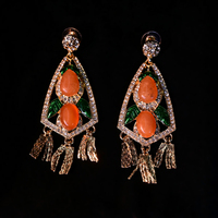 Parures de bijoux fantaisie en alliage, tendance, avec pierres, résine, gemmes et émail, pour mariée, mariage, comprenant collier et boucles d'oreilles, cadeau idéal