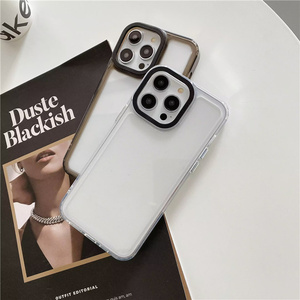 Per <span class=keywords><strong>IPHONE</strong></span> 16 15 14 Pro <span class=keywords><strong>13</strong></span> 11 paraurti colorato antiurto duro acrilico morbido tpu custodie trasparenti per telefono con obiettivo nero della fotocamera - Product Image 4