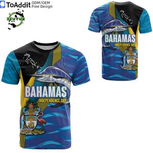 Camiseta Personalizada del Día de la Independencia de las Bahamas, 10 de Julio, con Estampado de Pez <span class=keywords><strong>Marlin</strong></span> Azul de las Bahamas con Hibisco, Camiseta Deportiva de Manga Corta para Hombre - Product Image 4