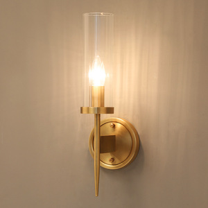 Haute qualité hôtel longue luxueuse Led applique fantaisie moderne nordique cristal laiton or cuivre verre applique murale - Product Image 1