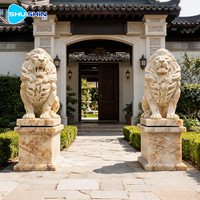 Statues de lion en marbre de haute qualité, artisanales et modernes, surface personnalisable, adaptées à la décoration intérieure, aux jardins, aux villas et aux manoirs