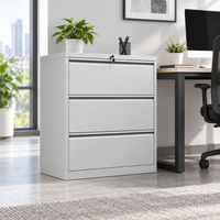 Meuble de classement latéral en acier extra large à 3 tiroirs avec serrure pour le rangement de dossiers suspendus A4/Letter/Legal et le mobilier de bureau