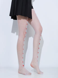 Saint Valentin Vente Chaude Filles Sexy <span class=keywords><strong>Blanc</strong></span> Mince Petit Collants Résille Collants Avec Motif Coeur Rouge Bas pour Femmes - Product Image 5