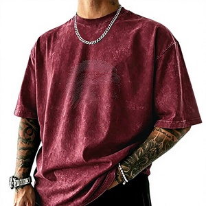 T-shirt Homme Oversize Bordeaux à Motif Aigle en Pointillés, Impression Flocage, Style Urbain, Manches Courtes, Col Rond, Coton Jersey - Product Image 1