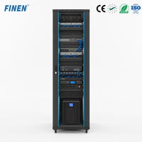 Armoire rack autoportante F800 FINEN de 19 pouces avec portes latérales à charnières en verre trempé, revêtement poudré SPCC, protection IP20