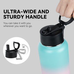 Botella de agua deportiva aislada de 40 oz con retención de frío por 24 horas, recubrimiento antiadherente, tapa con pajita a prueba de fugas, portátil, de acero inoxidable - Product Image 3