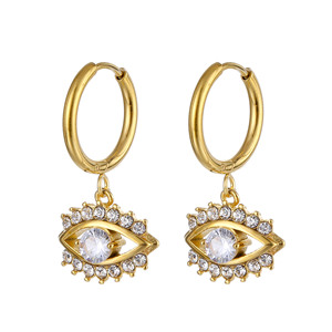 Brincos de argola da estrela do norte, pequeno, brincos banhados a ouro 18k, joias, diamante, zircônia cúbica, brinco de aro de olho evil para mulheres e meninas - Product Image 2