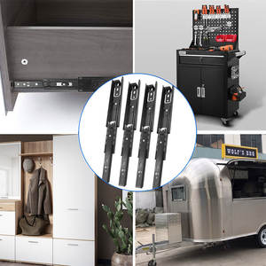 Riel para armario de herramientas, accesorios de cocina, hierro negro, pintura en aerosol, extensión completa, cajón de canal telescópico, rieles para cajón - Product Image 4
