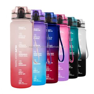Bouteille d'eau de sport et de gym 32oz en Tritan, unisexe, sans BPA, avec couvercle à clapet, marqueur de temps, paille et filtre, compatible eau bouillante - Product Image 1