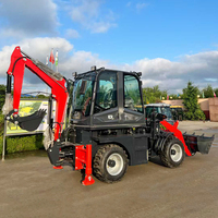 Matériel de terrassement le moins cher : Nouveau grand mini-tracteur agricole, pelle rétrocaveuse, chargeuse 4x4 diesel