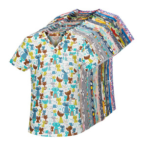 Oem медицинская одежда с принтом бабочки, униформа больницы, на заказ, с V-образным вырезом, топ для медсестер с принтом