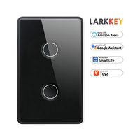 Tuya Larkkey interrupteur tactile en verre intelligent zigbee deux gangs interrupteur intelligent mural interrupteurs de système domestique intelligent