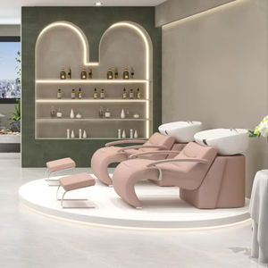 Fauteuil de lavage en acier inoxydable doré avec raccords d'eau, lit de lavage personnalisable pour salon de coiffure - Product Image 4