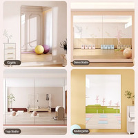 Miroir moderne sans cadre, auto-adhésif, en acrylique réfléchissant transparent, incassable et sécurisé pour les enfants, facile à installer pour la salle de sport et la danse