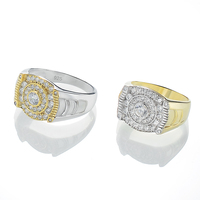 Bijoux en gros Nouveau Simple Dainty 925 Argent Plaqué Platine Diamant Bague Deux Tons Pour Hommes